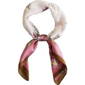 Silk Satin Flower Red Head Scarf Medium Square Hair Scarf for Women 28 Inches